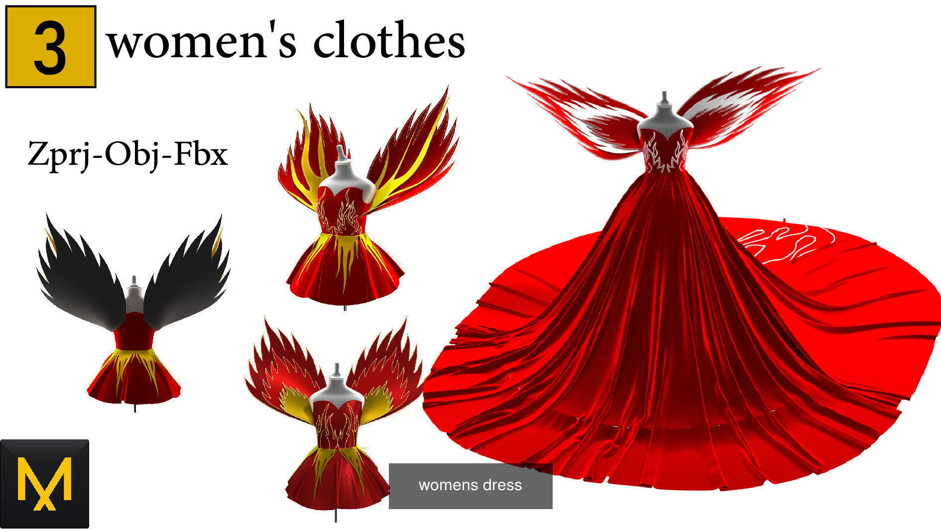 womens dress 3D Model Collection_9