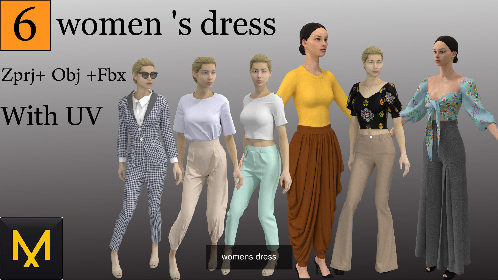 womens dress 3D Model Collection_11