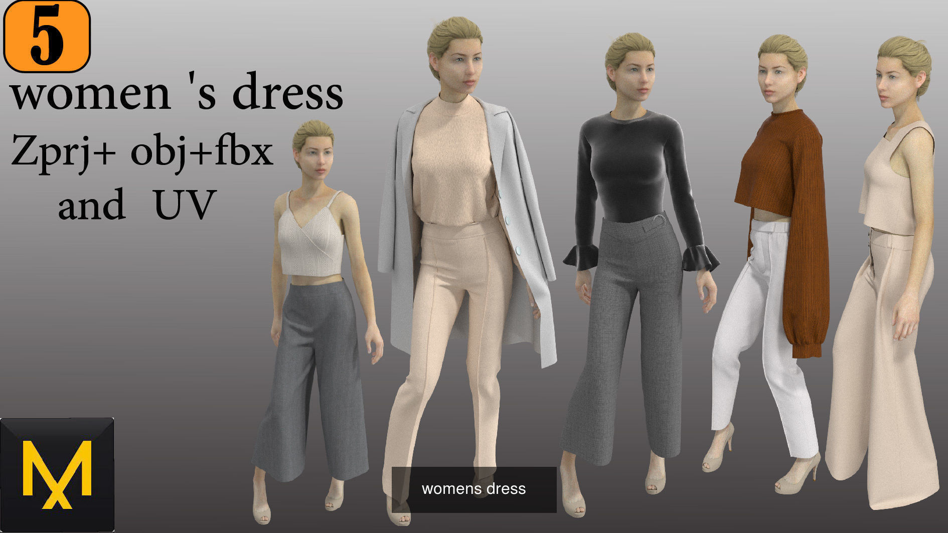 womens dress 3D Model Collection_10