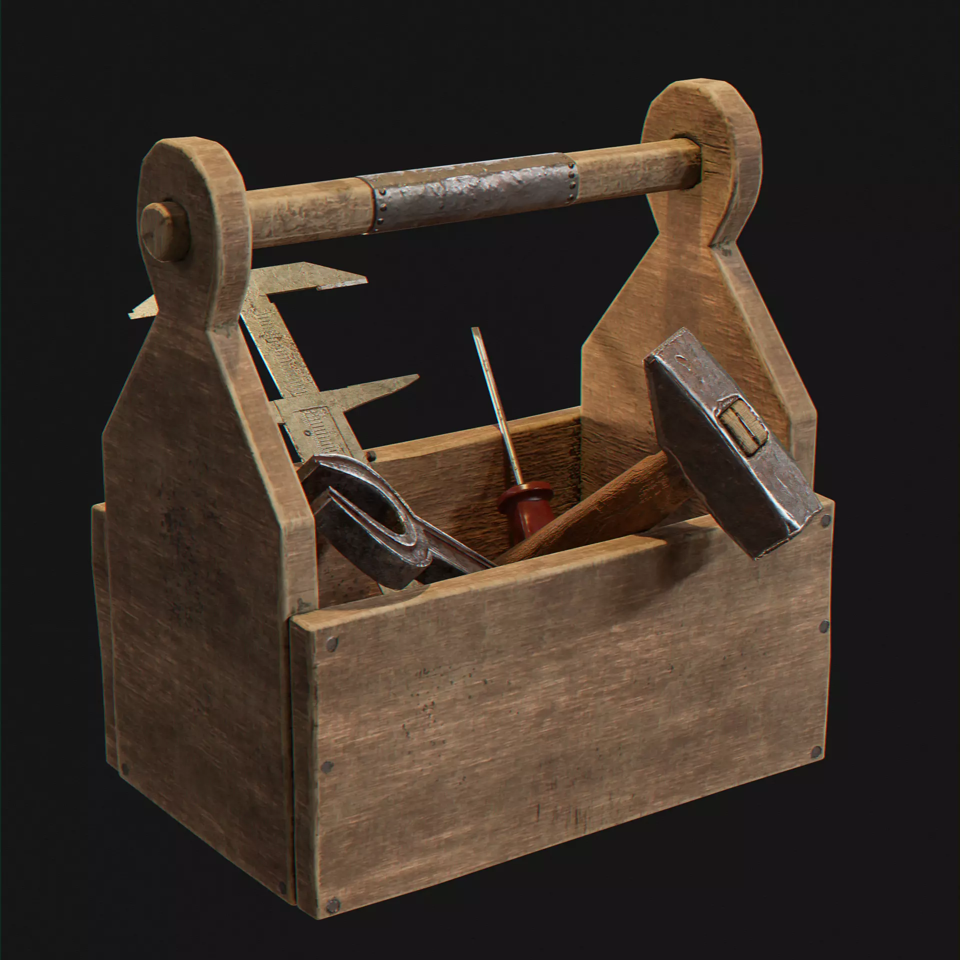 3D toolbox low-poly game-ready prop Low-poly 3D model