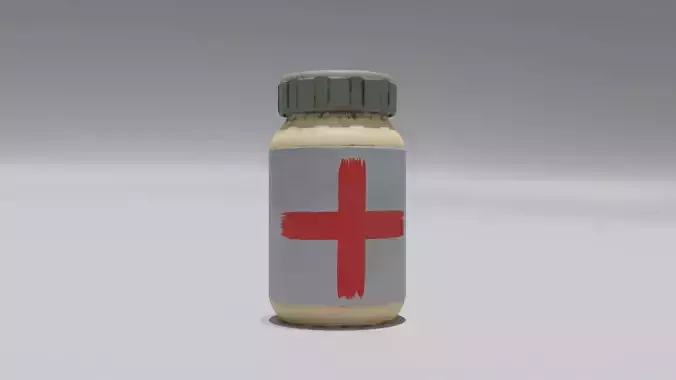 Worn pill bottle Free low-poly 3D model