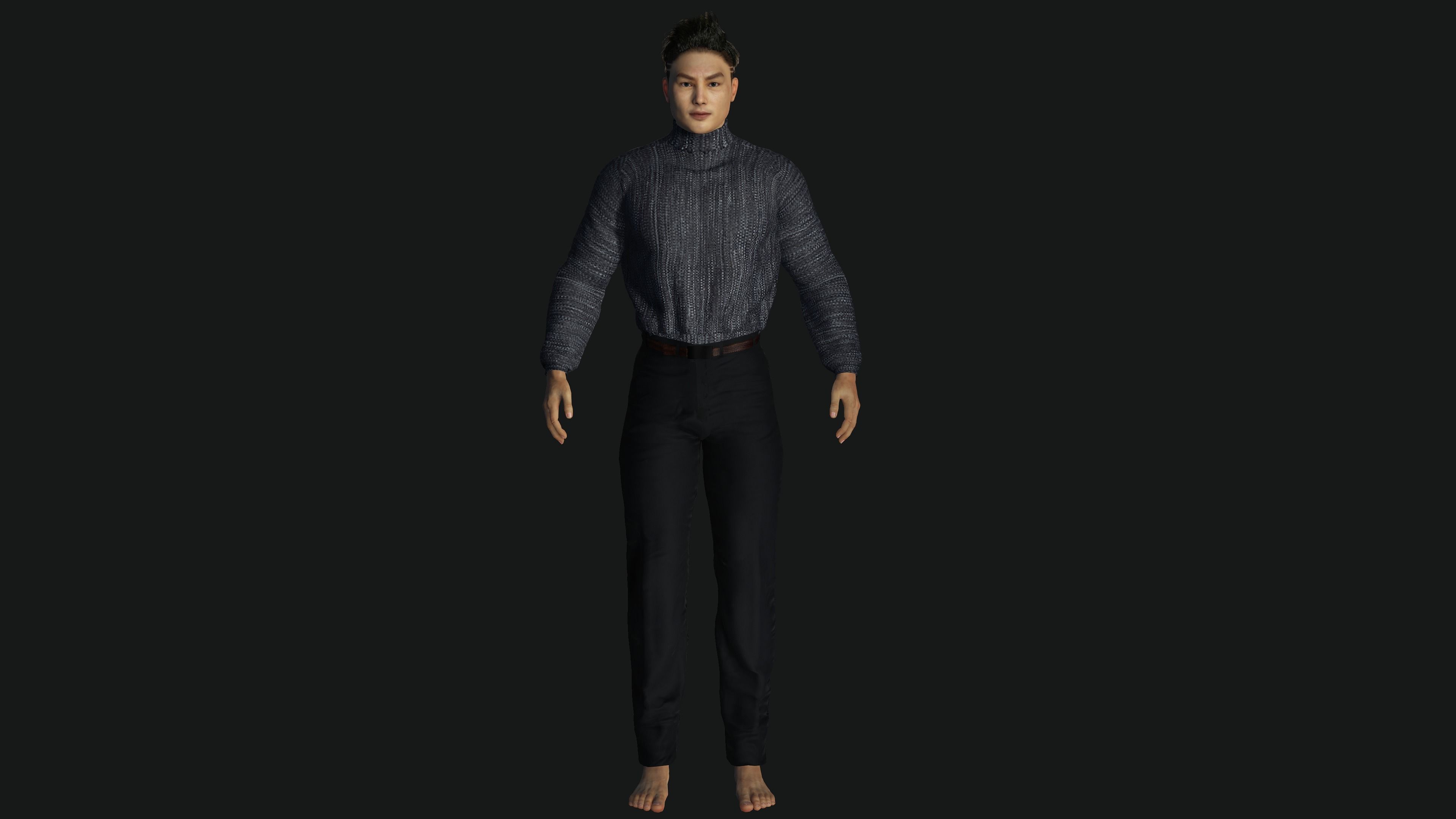 3D ASIAN MALE BUSINESSMAN-REALISTIC RIG GAME READY CHARACTER Low-poly 3D model_12