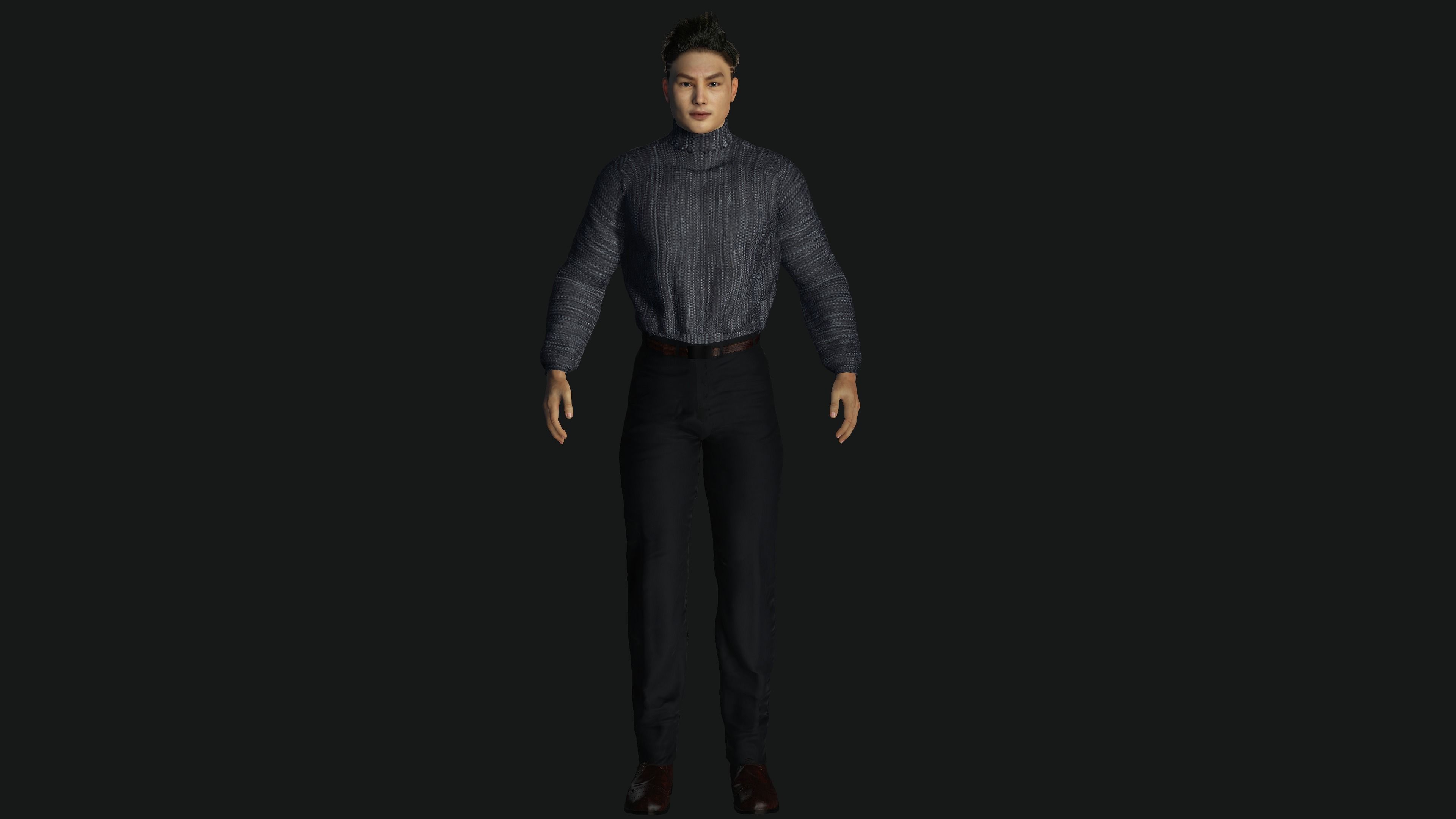 3D ASIAN MALE BUSINESSMAN-REALISTIC RIG GAME READY CHARACTER Low-poly 3D model_10