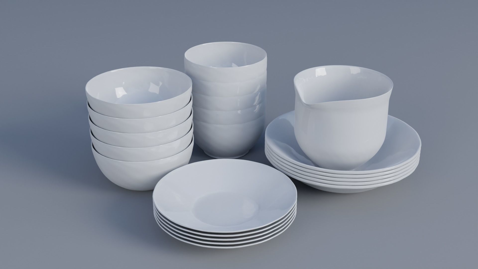 Tableware Crockery Low-poly 3D model_1
