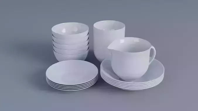 Tableware Crockery Low-poly 3D model