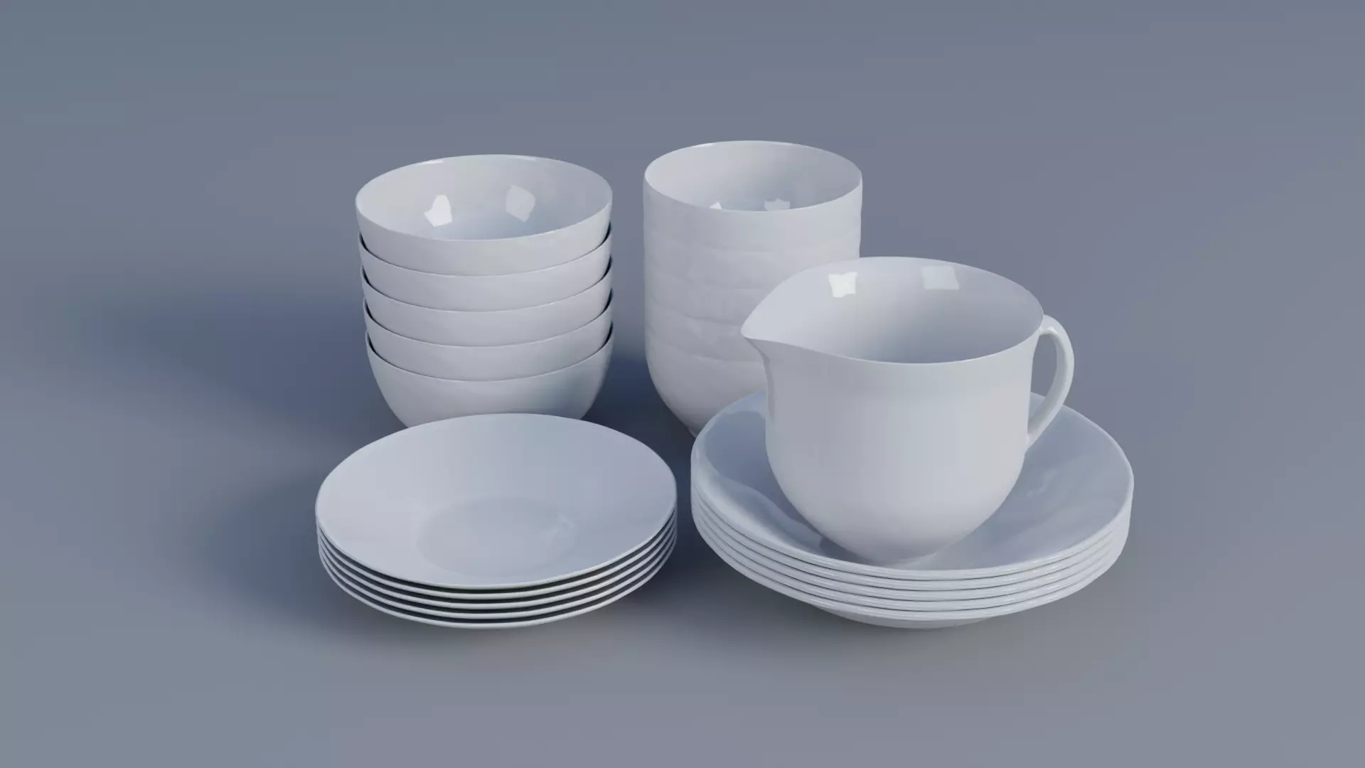 Tableware Crockery Low-poly 3D model_0