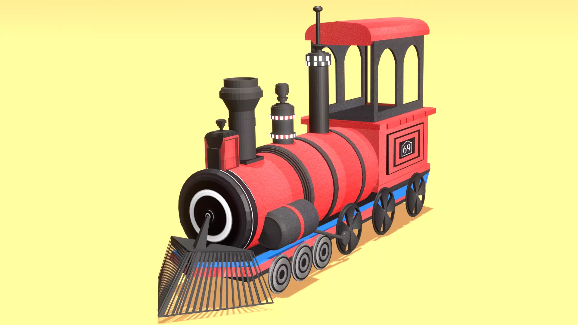 Cartoon Train Free low-poly 3D model