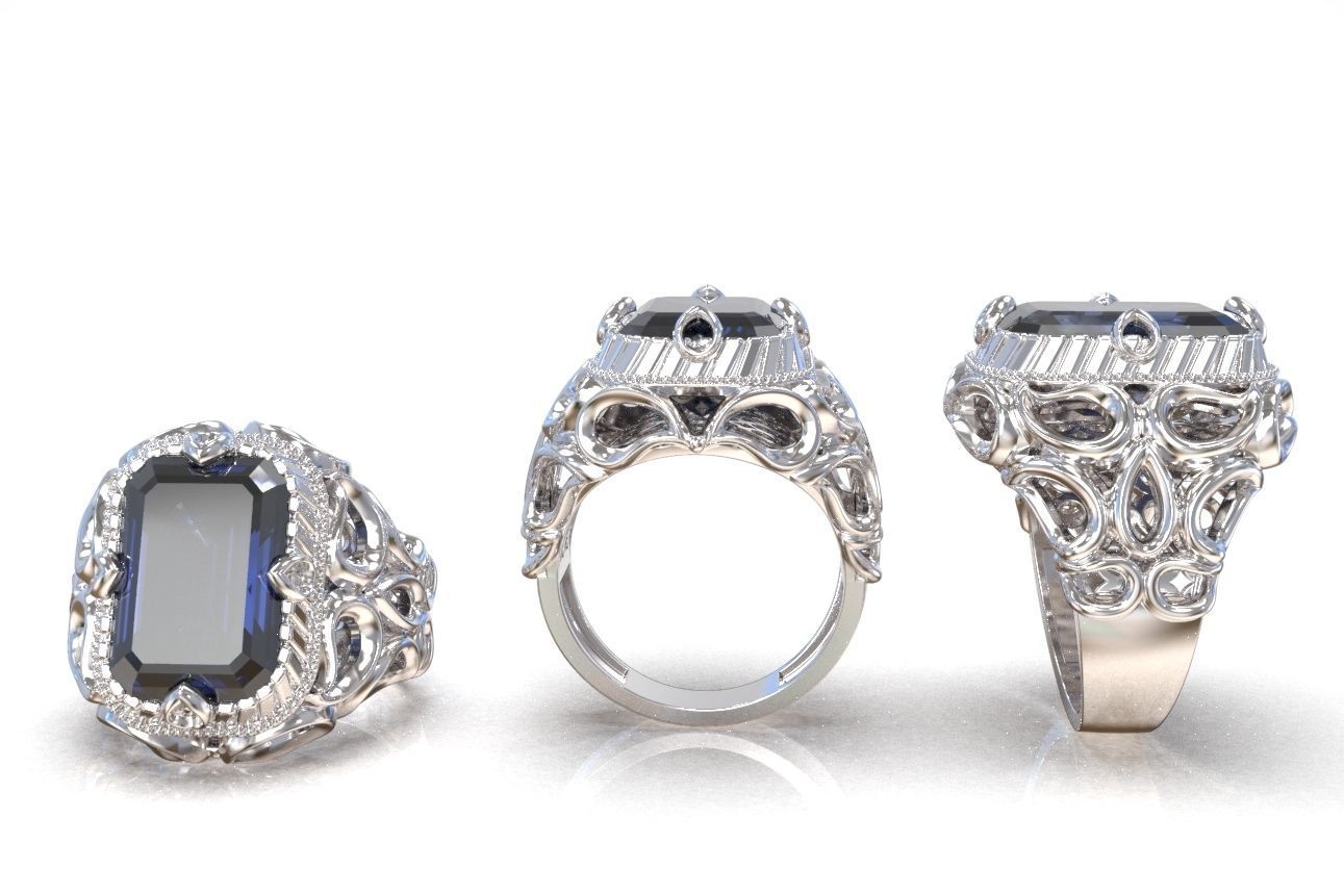 Mens Diamond Ring 3D print model_1