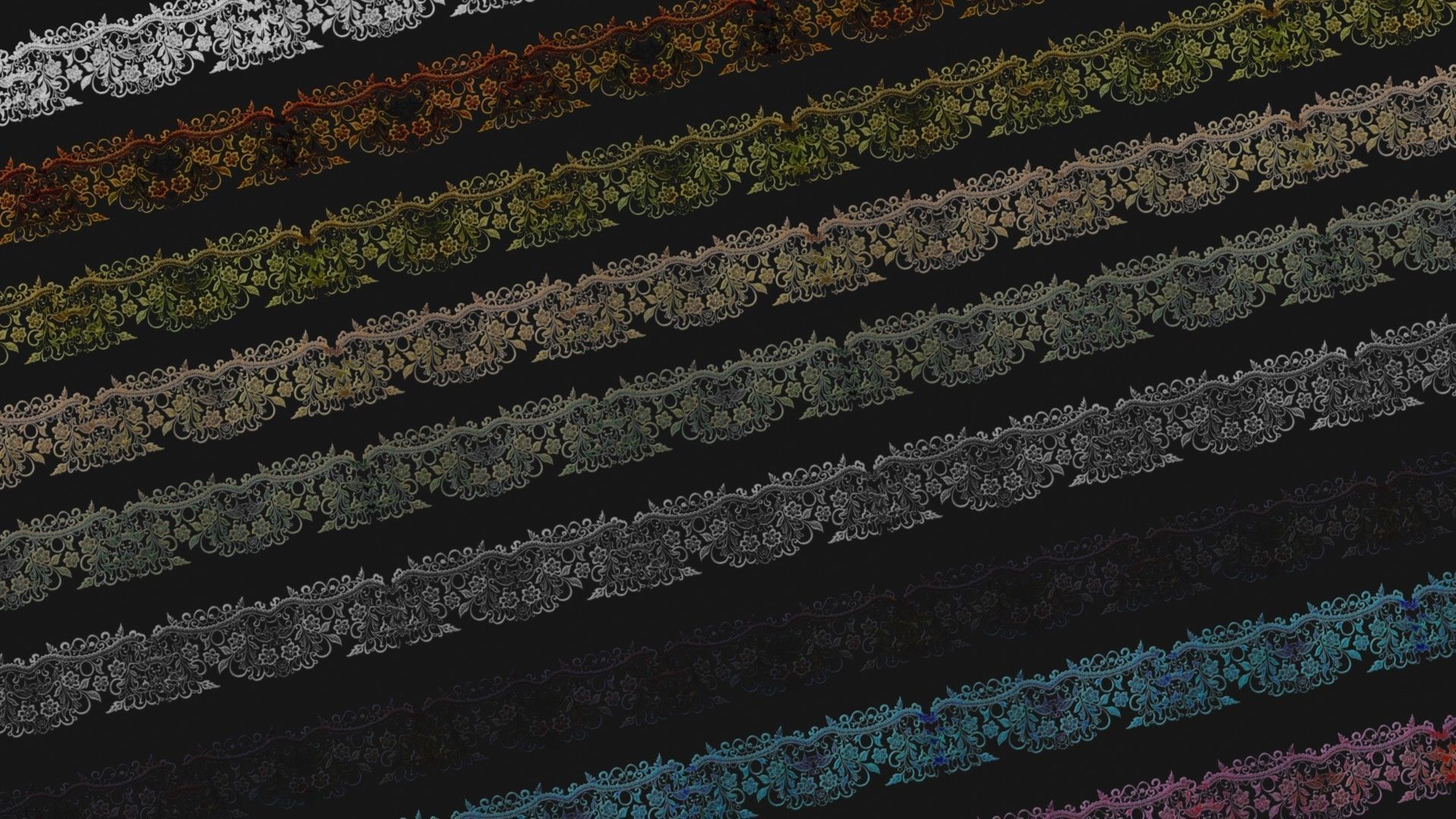 10 Lace Borders and Trims Materials Textures Low-poly 3D model_2