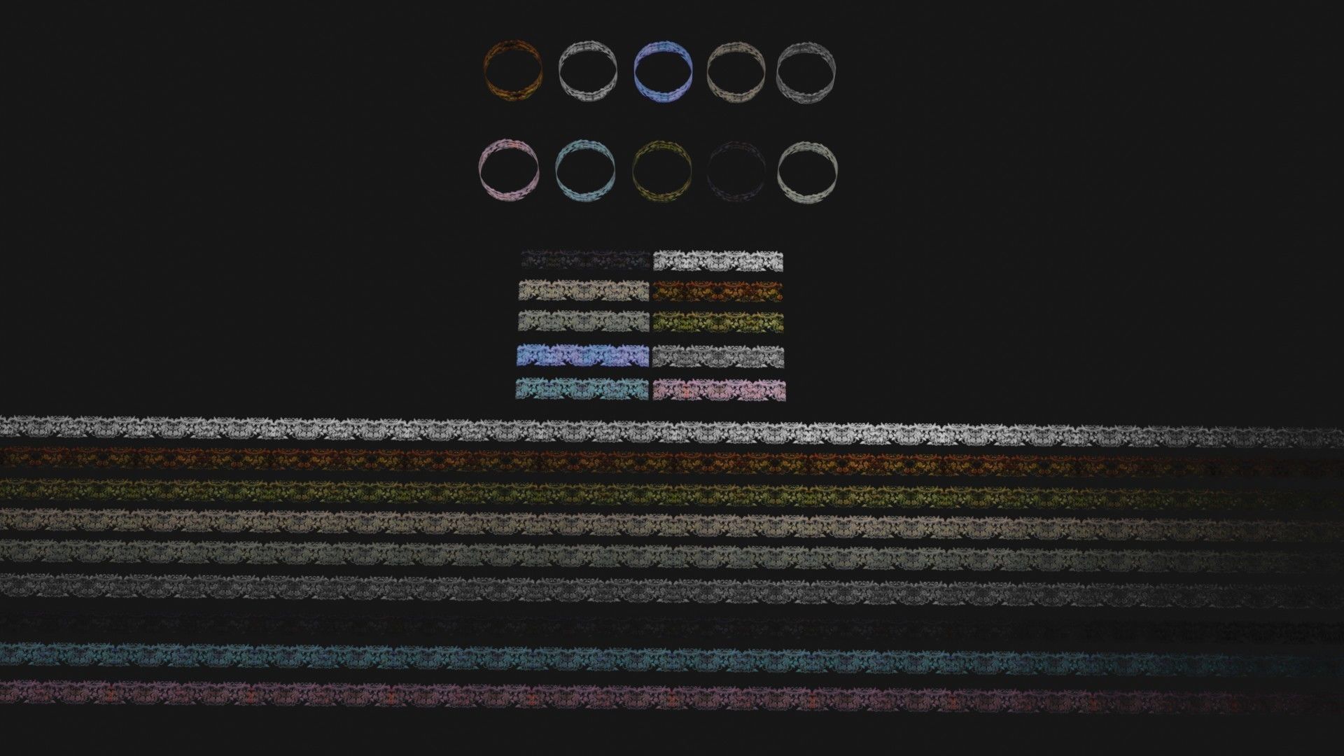 10 Lace Borders and Trims Materials Textures Low-poly 3D model_3