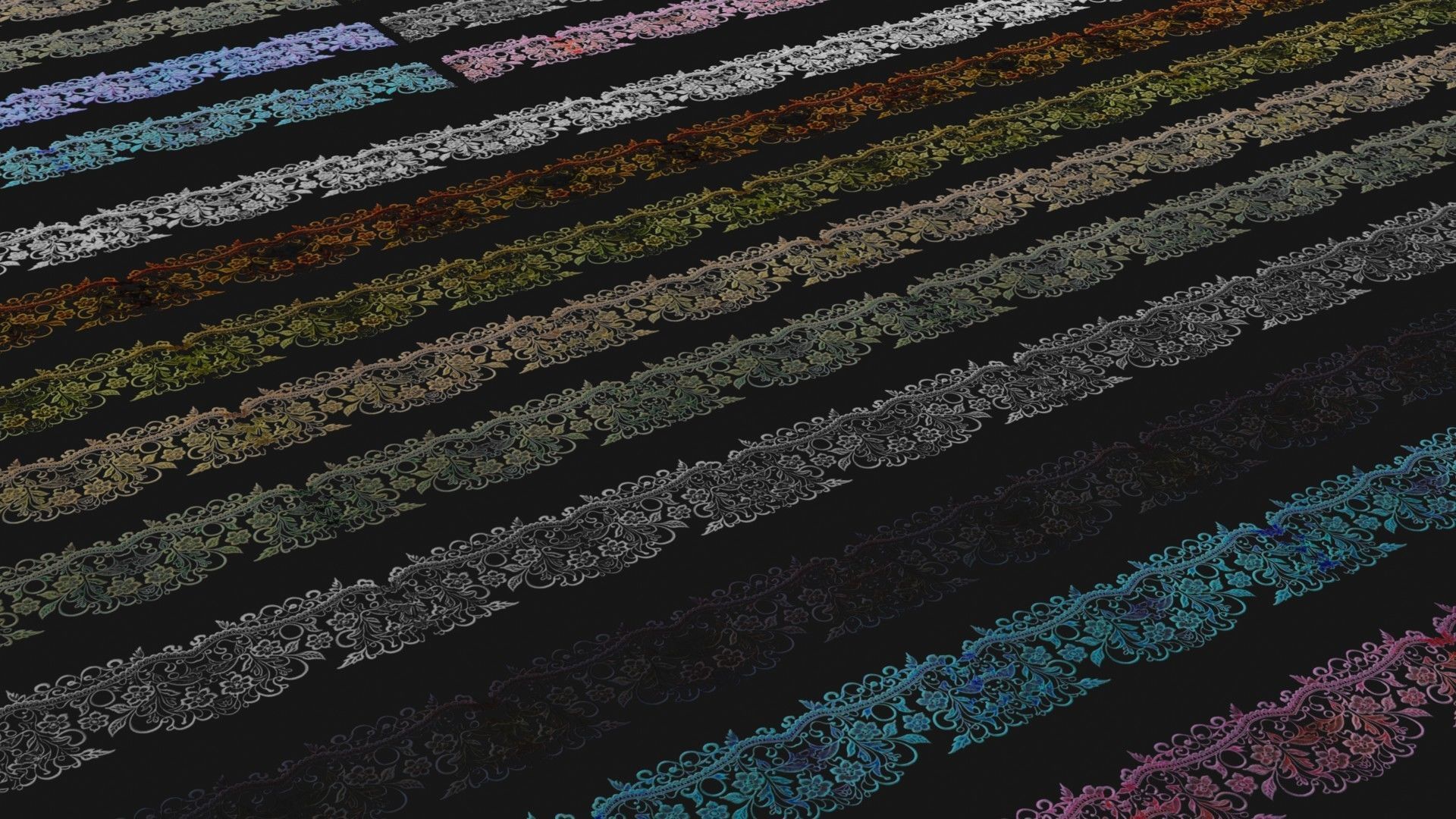 10 Lace Borders and Trims Materials Textures Low-poly 3D model_7