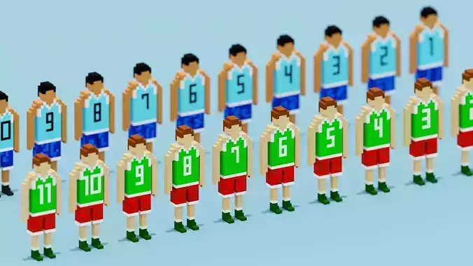 Voxel Basketball Players Low-poly 3D model