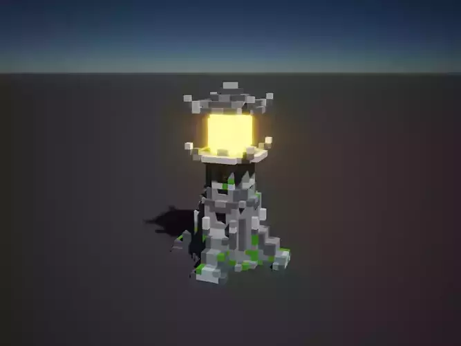 Stone Lamp Voxel Art