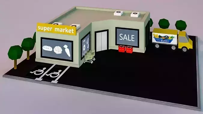 Low Poly Supermarket- Low Poly Assets Low-poly 3D model