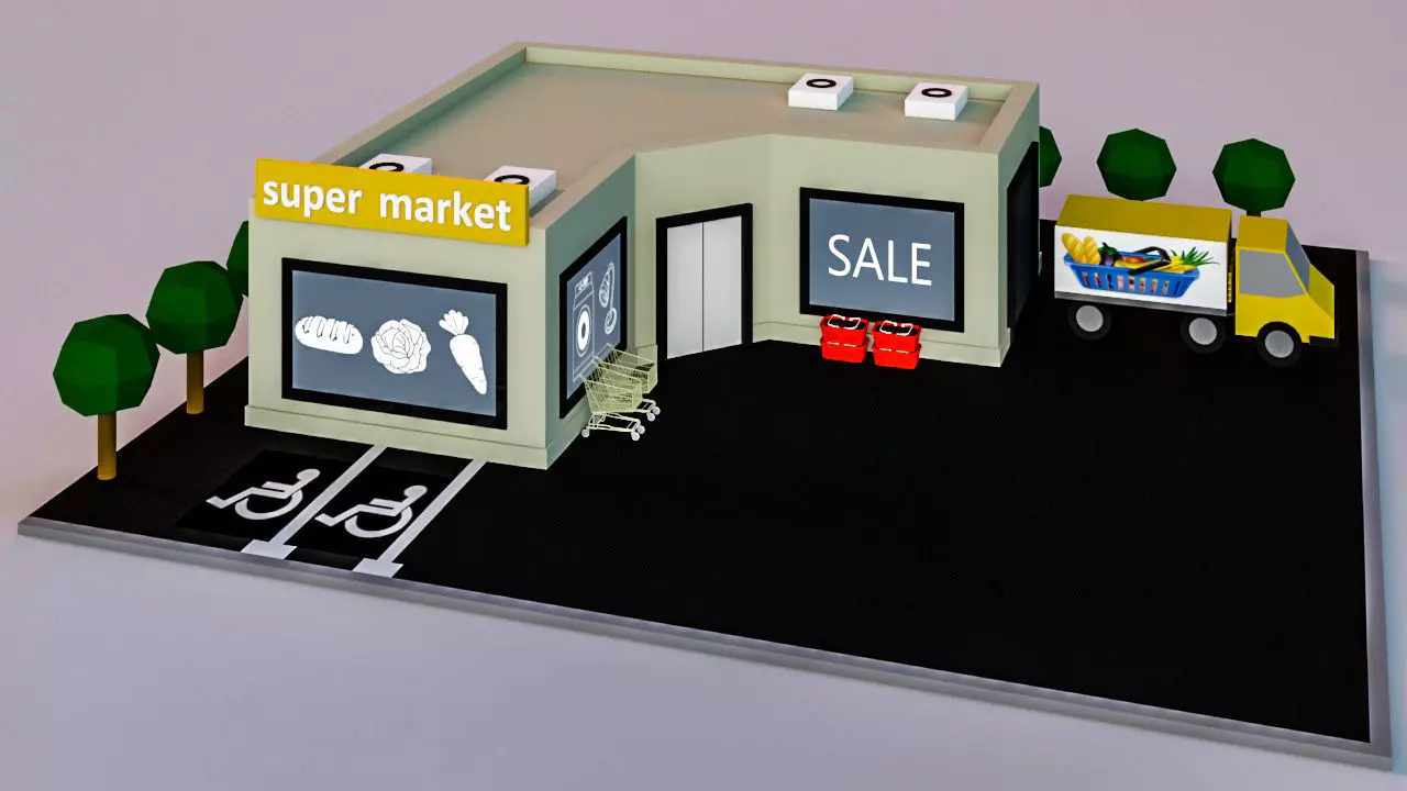 Low Poly Supermarket- Low Poly Assets Low-poly 3D model Low-poly 3D model_0