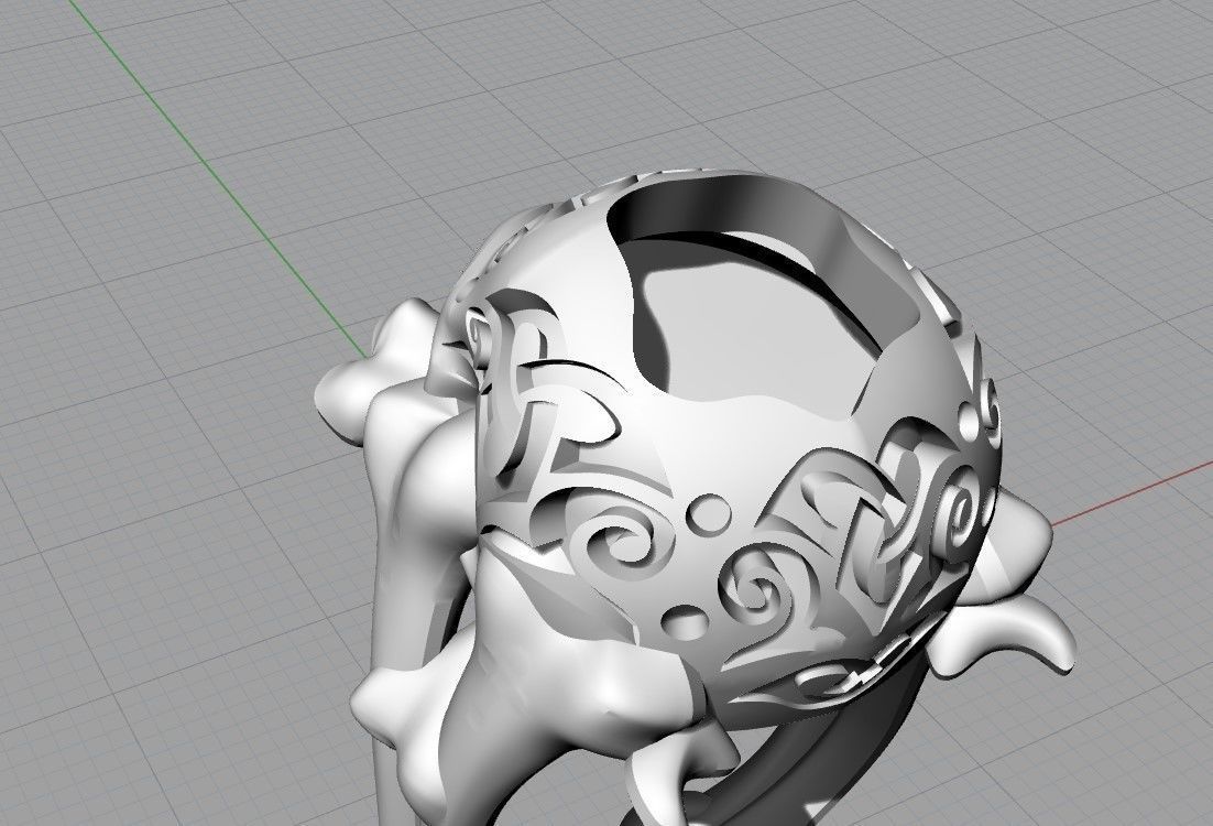 skull ring 3D print model_11