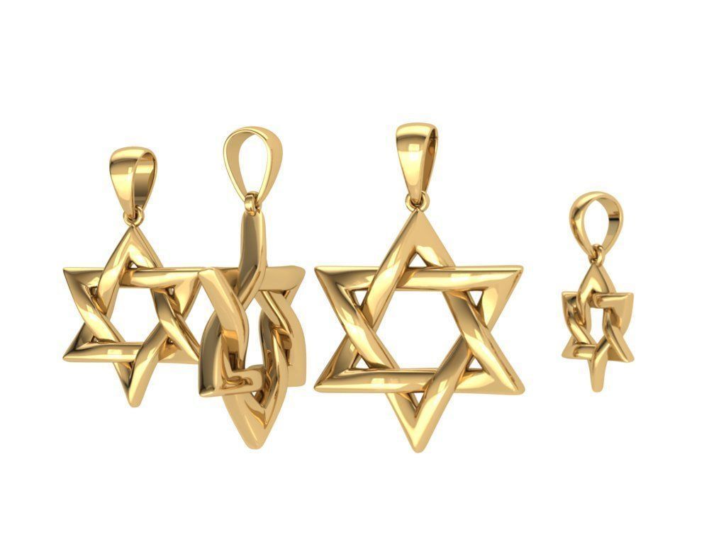 Star of David Pendant Set P 0007 3D print model_7