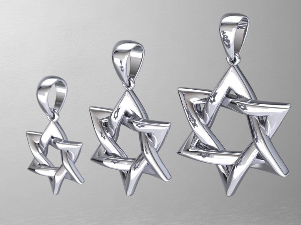 Star of David Pendant Set P 0007 3D print model_5