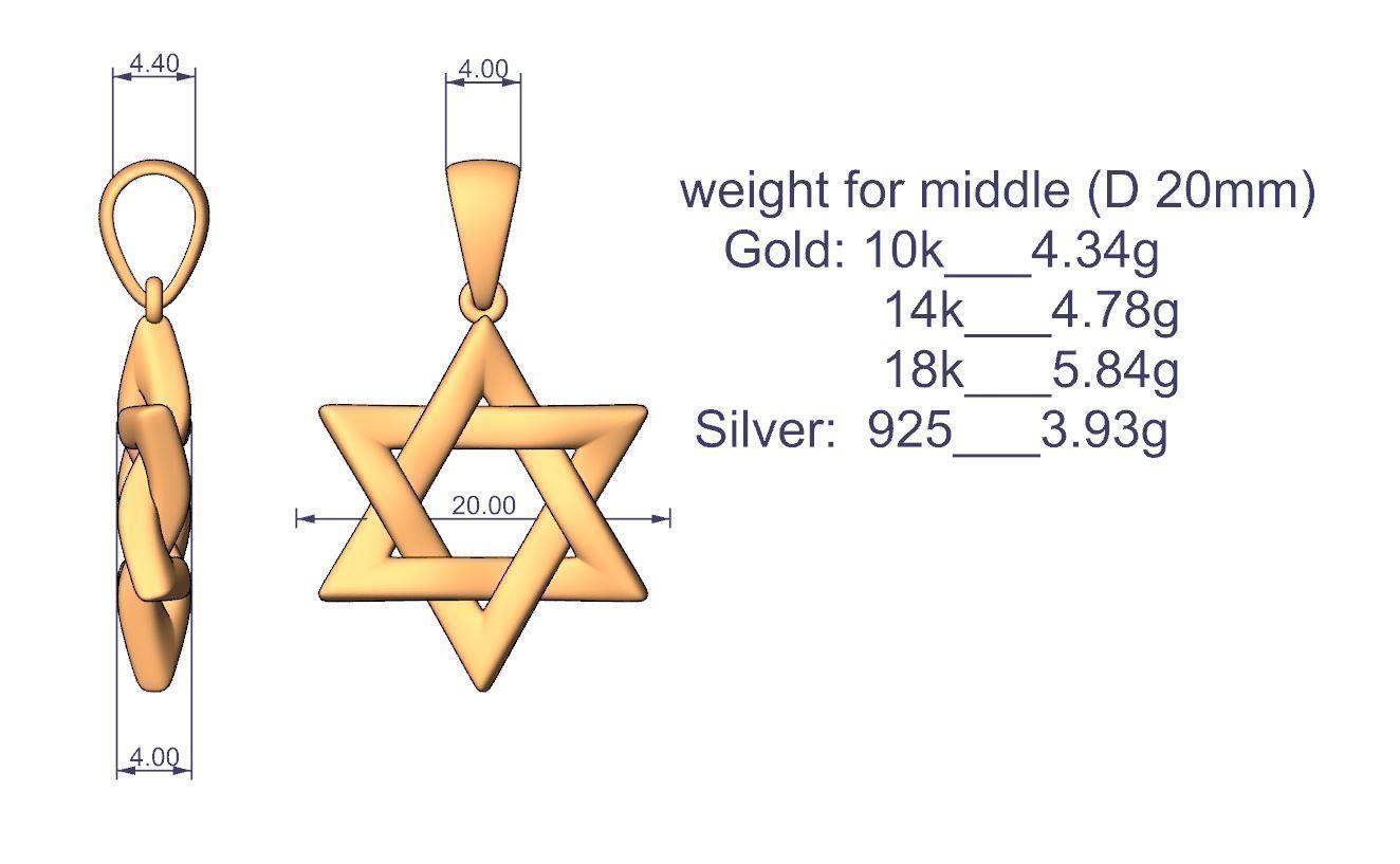 Star of David Pendant Set P 0007 3D print model_13