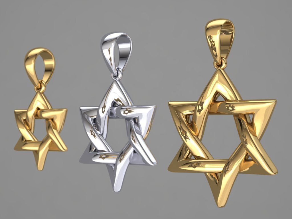 Star of David Pendant Set P 0007 3D print model_2