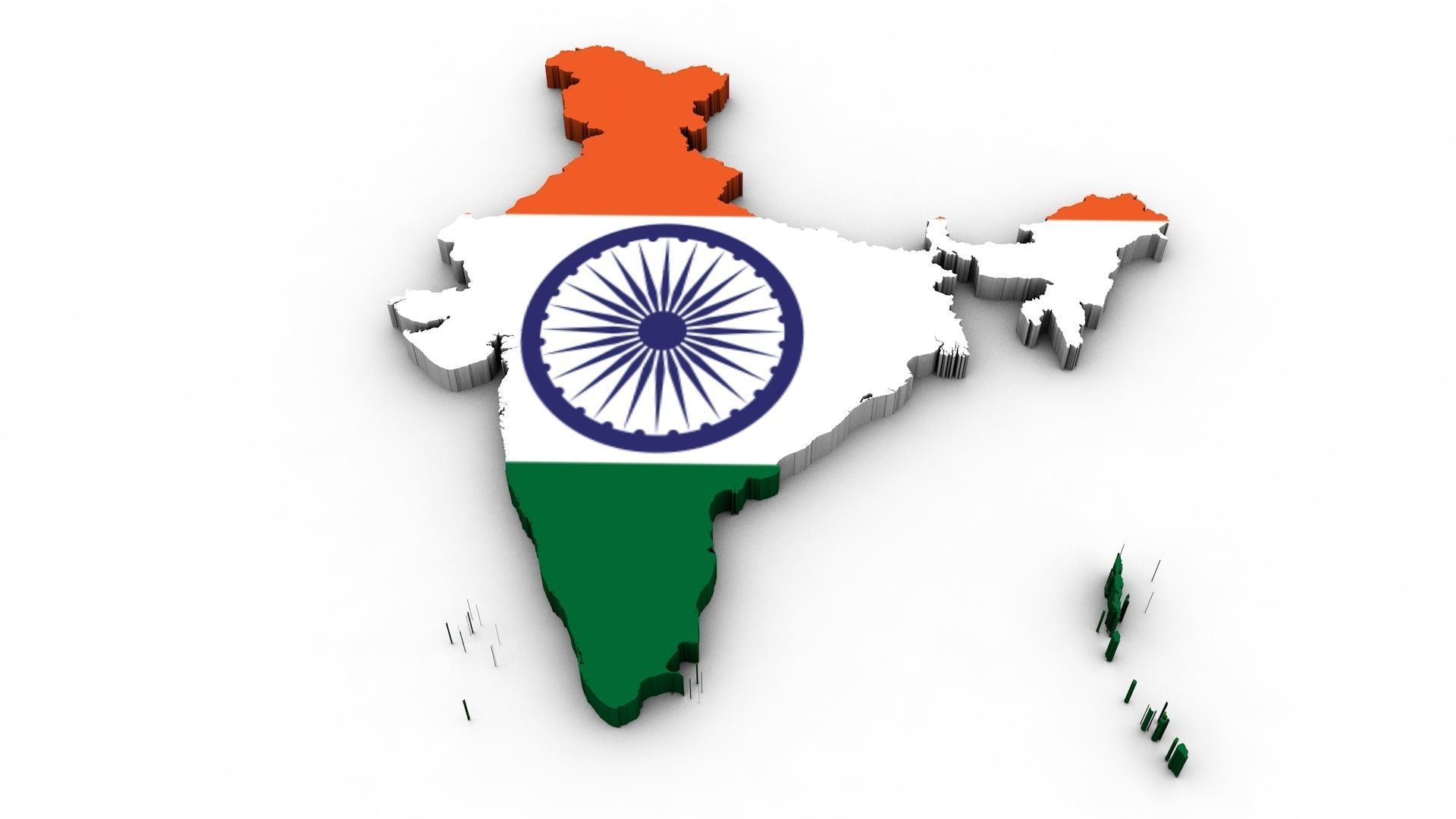 India Map - Political regions and flag 3D model_3