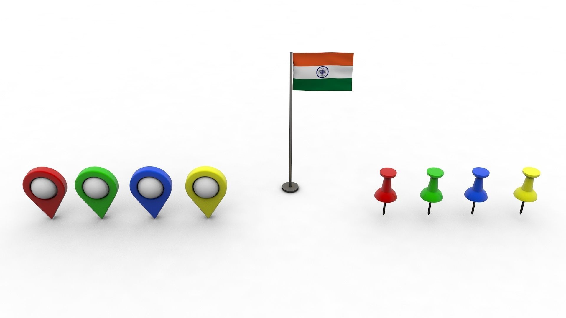 India Map - Political regions and flag 3D model_4