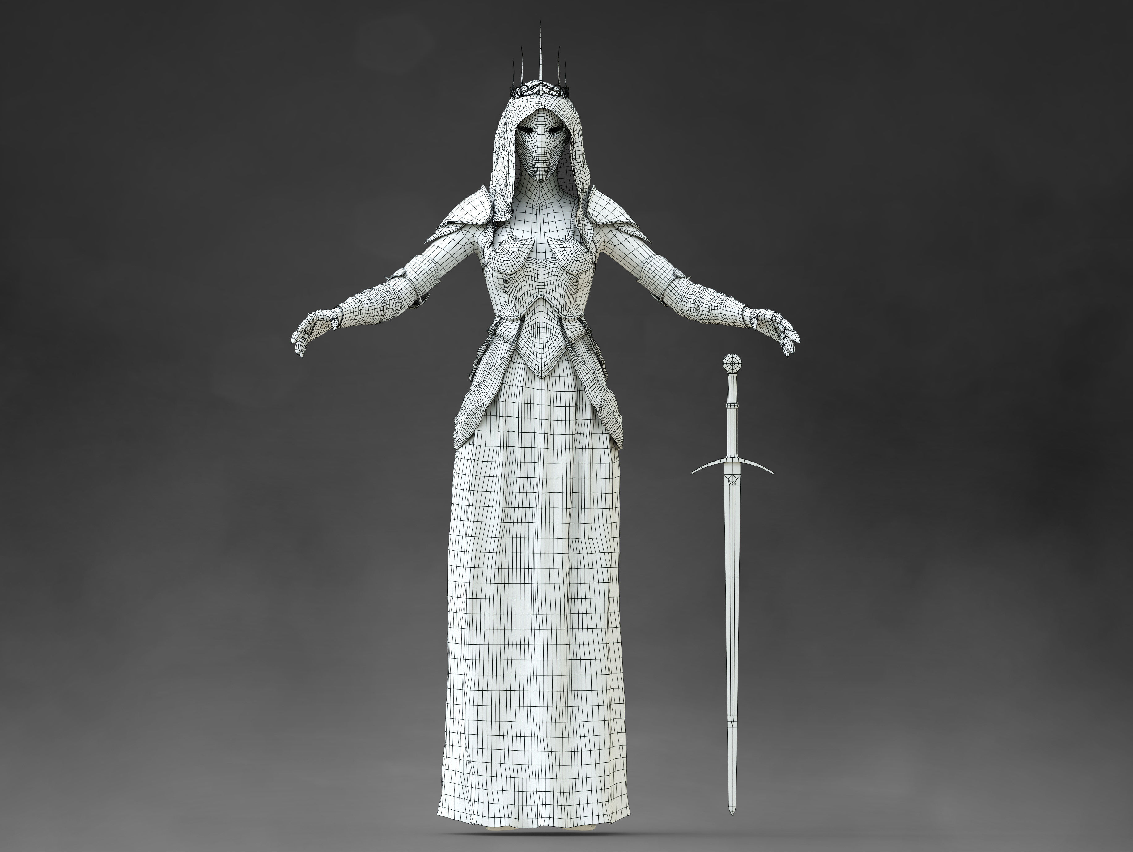 Dark Queen Low-poly 3D model_10