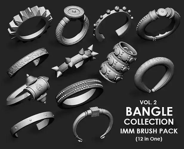 Bangle Collection IMM Brush Pack 12 in One Vol 2 3D model