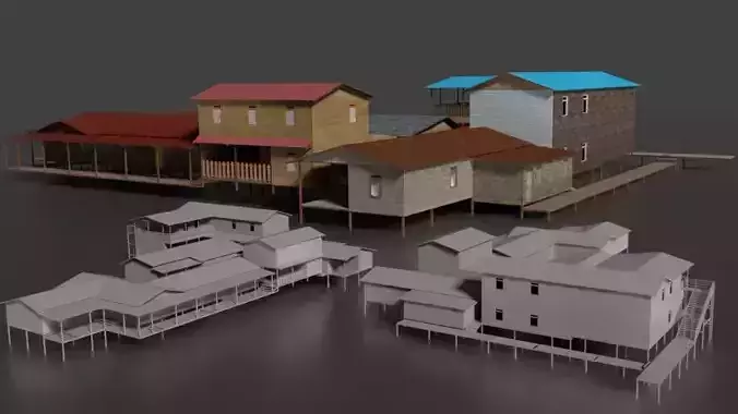 Rumah Kayu Pinggir Sungai 001-020 FBX