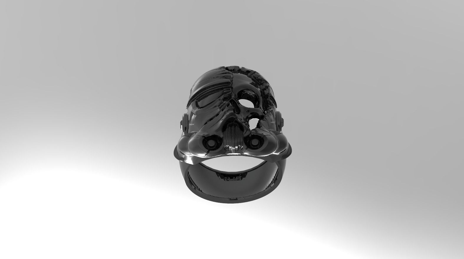 Terminator skull ring  3D print model_3