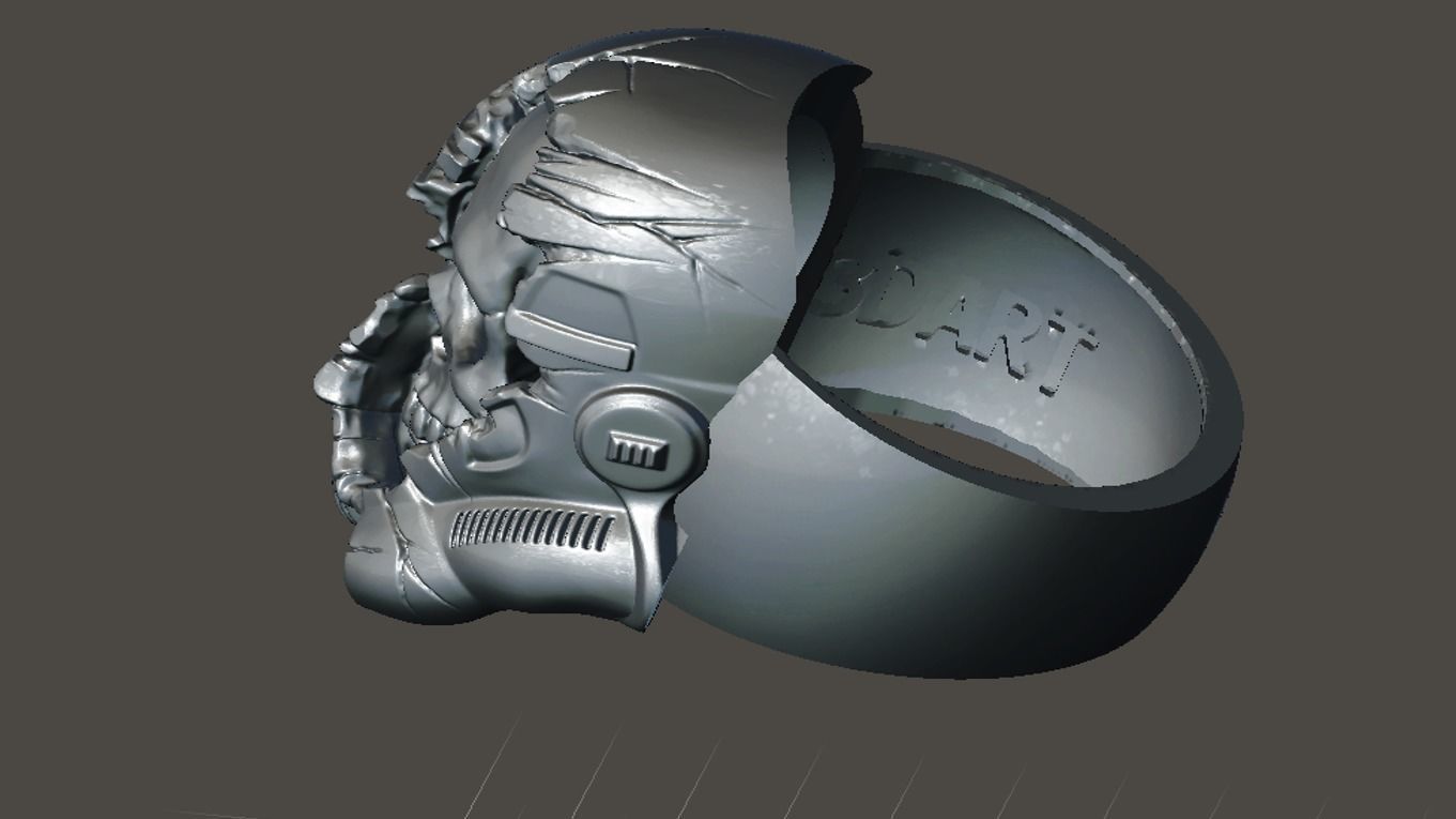 Terminator skull ring  3D print model_11