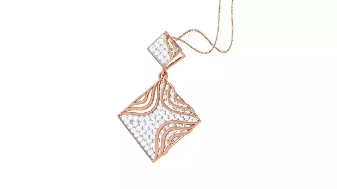 Wave Diamond Head Cocktail Diamond Pendant 3dm stl obj gltf glb