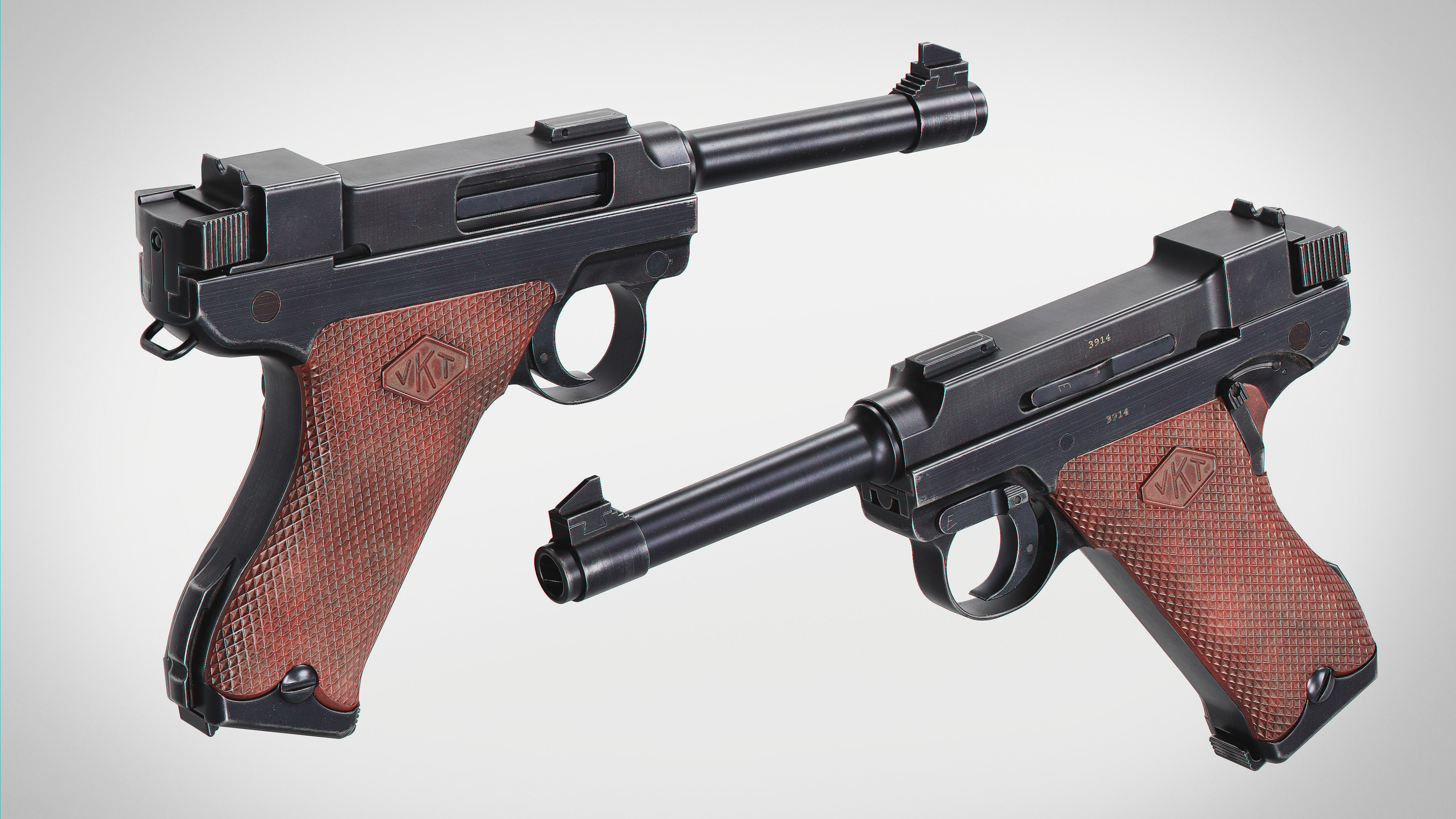 Lahti L35 - Wood Stock Low-poly 3D model_3