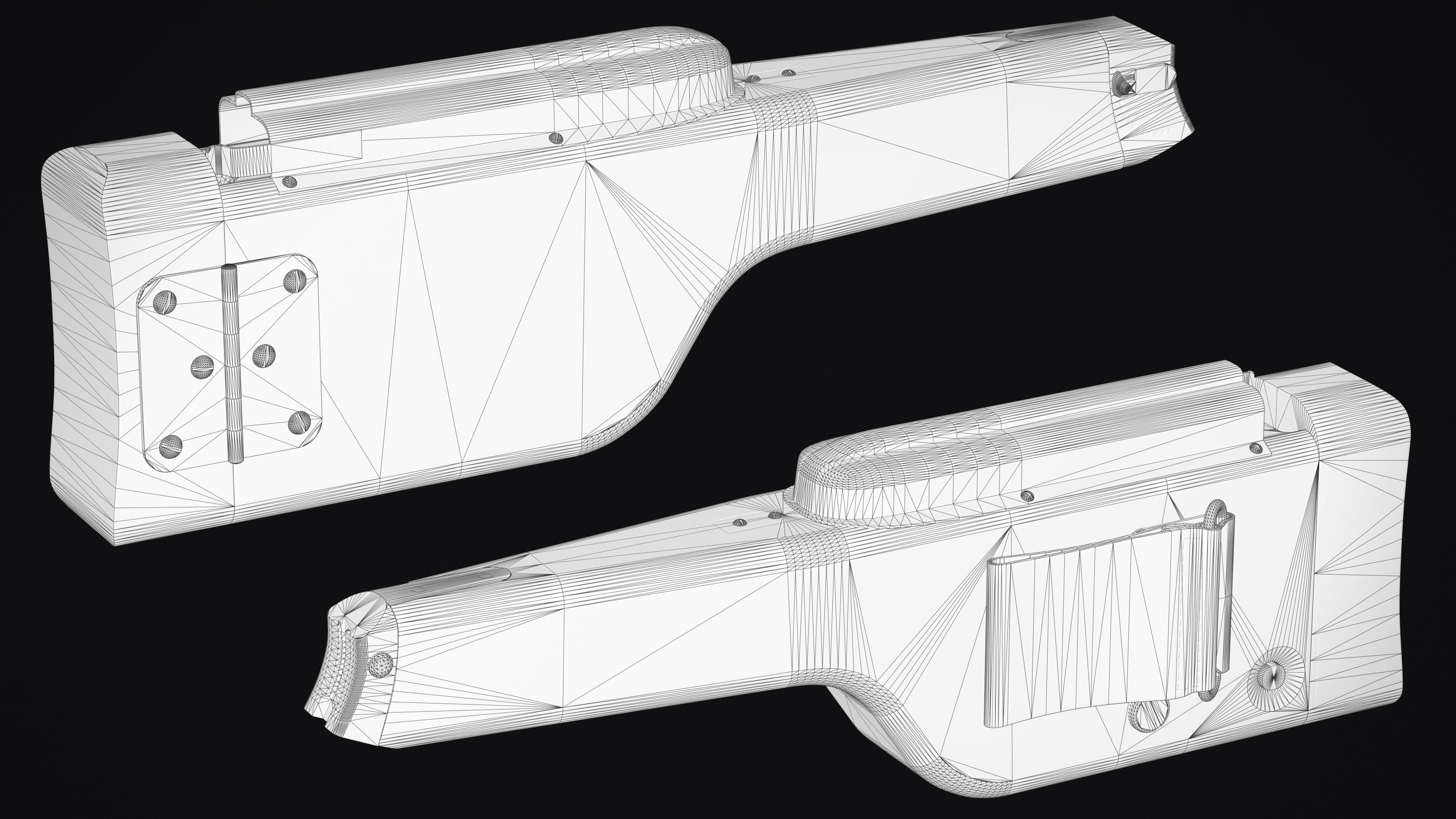 Lahti L35 - Wood Stock Low-poly 3D model_12