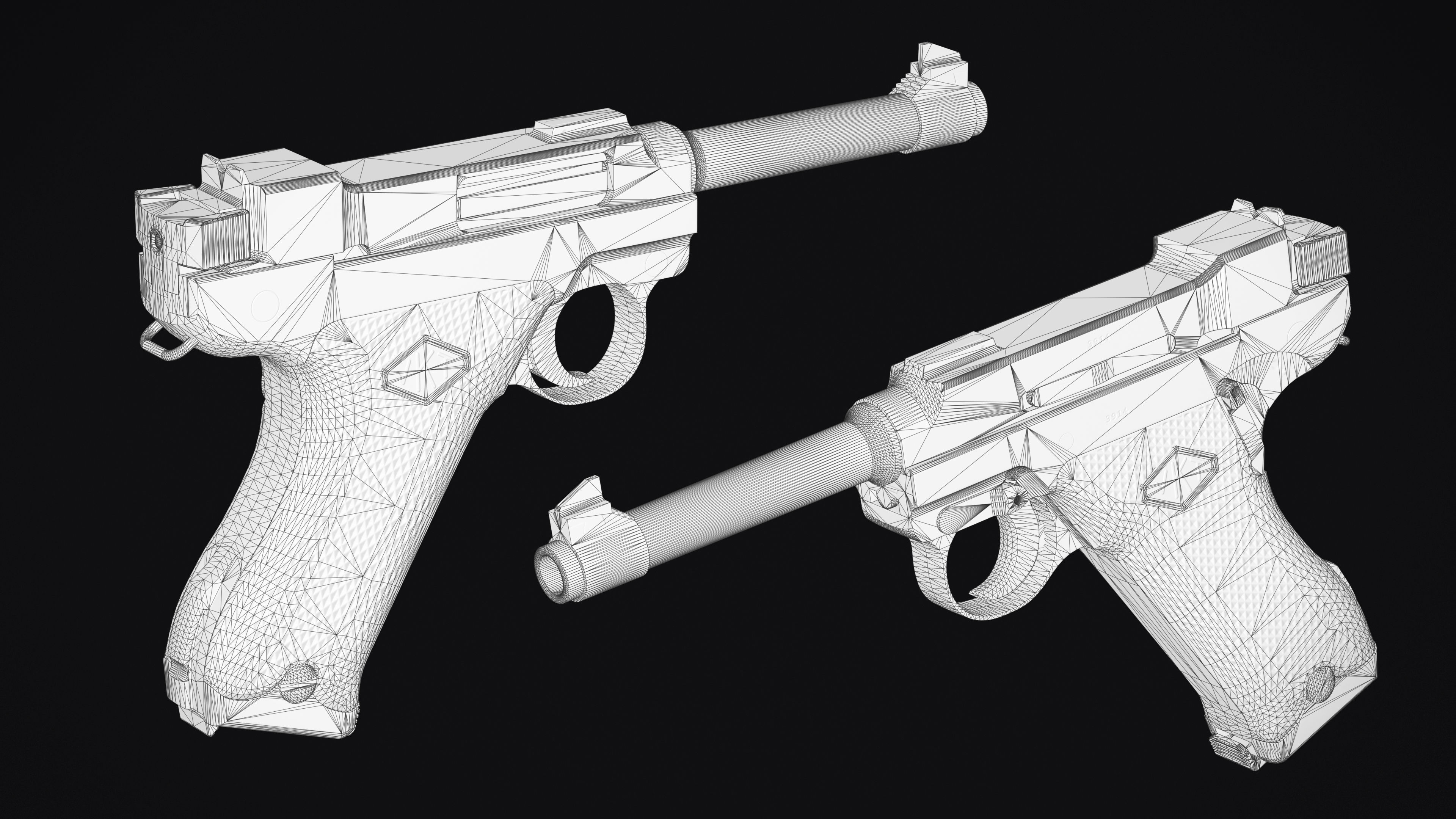 Lahti L35 - Wood Stock Low-poly 3D model_6