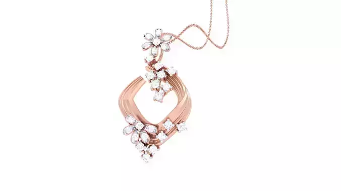 Flower Cocktail Diamond Pendant 3dm stl obj gltf glb 3mf 