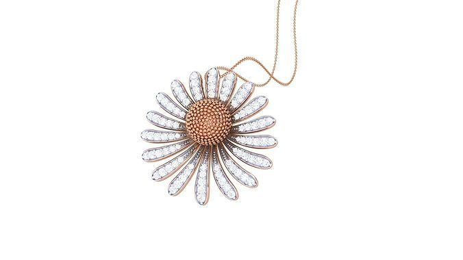 Flower Cocktail Diamond Pendant 3dm stl obj gltf glb 3mf render 3D print model