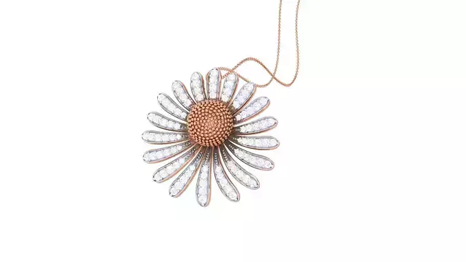 Flower Cocktail Diamond Pendant 3dm stl obj gltf glb 3mf render