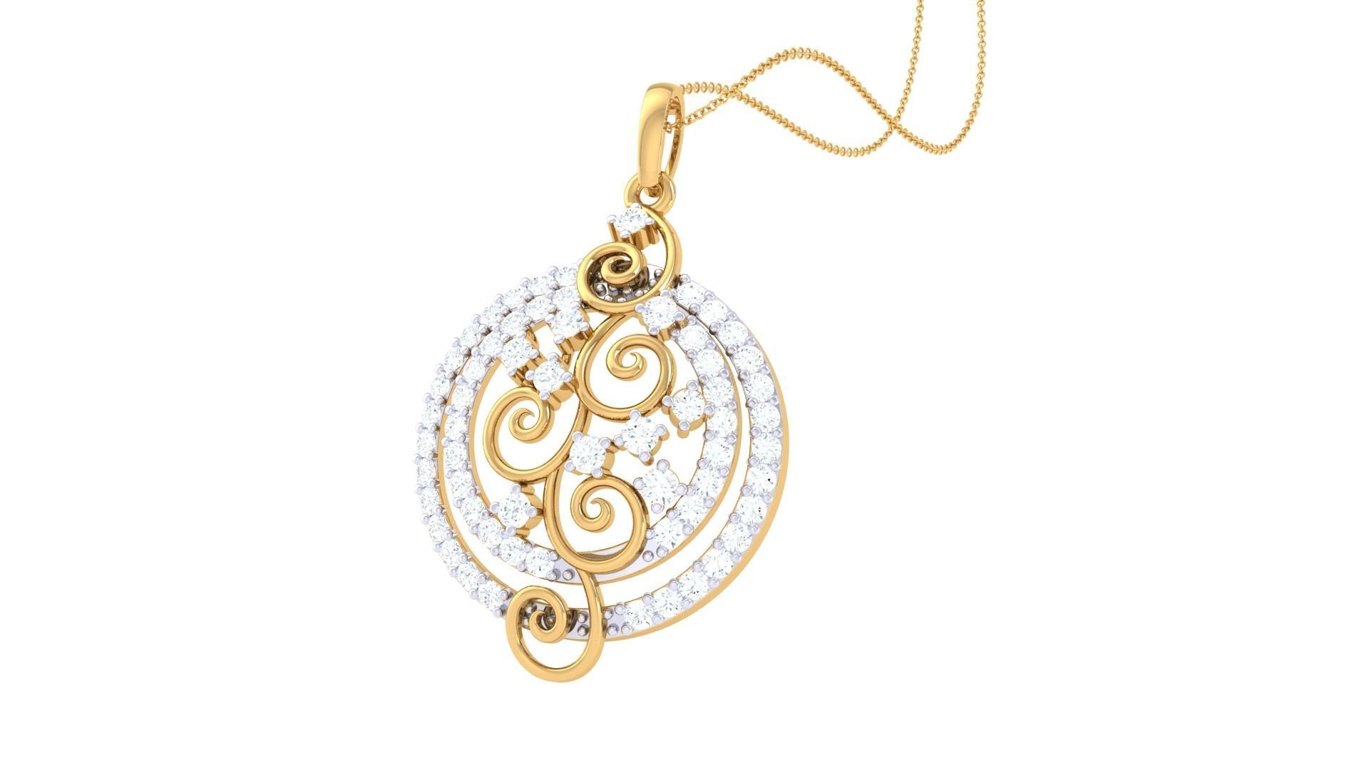 Cocktail Diamond Pendant 3dm stl obj gltf glb 3mf renders detail 3D print model_1