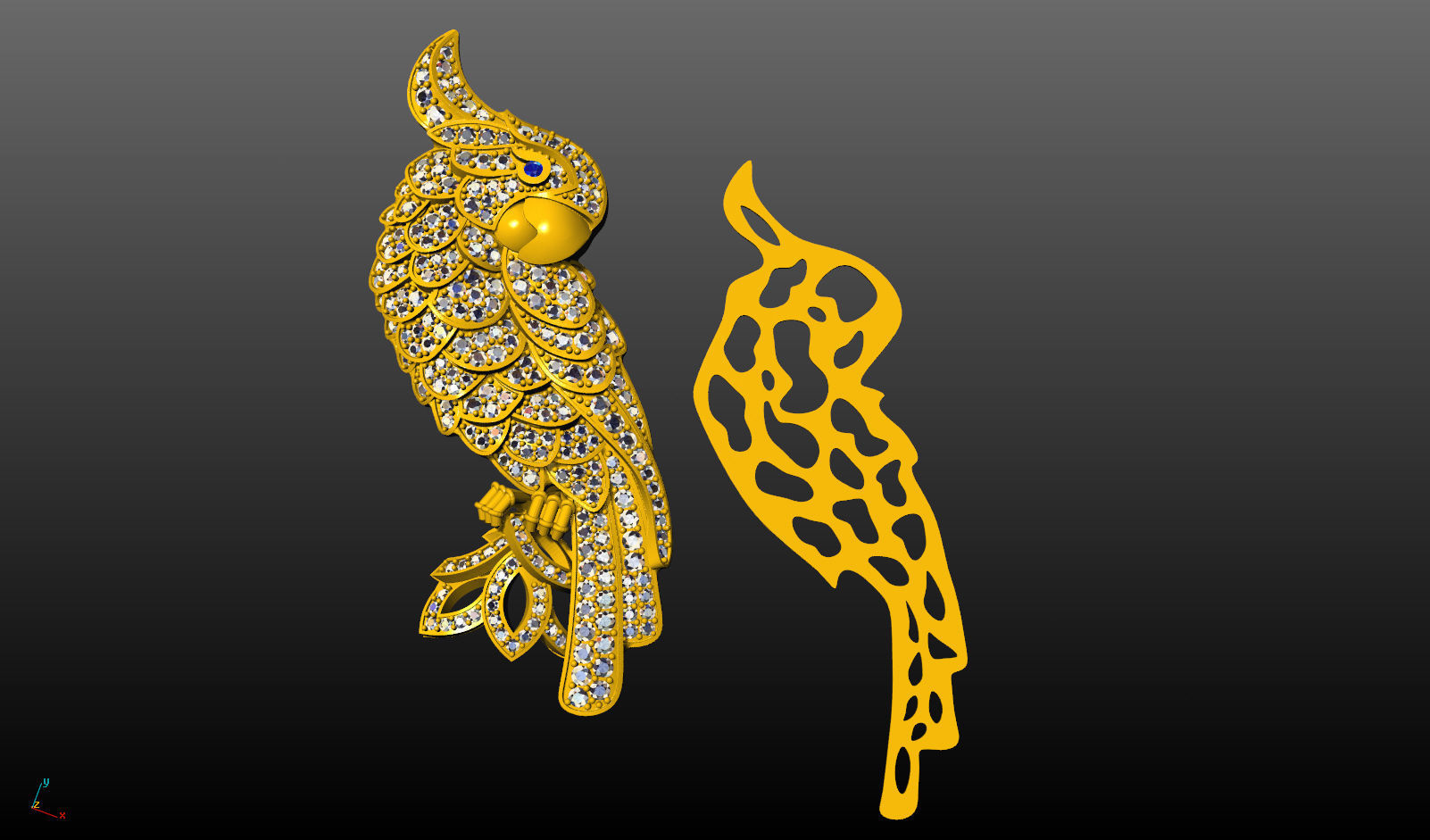 parrot pendant 3D print model_3