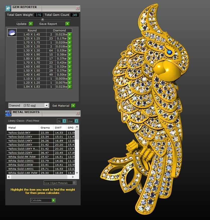 parrot pendant 3D print model_2