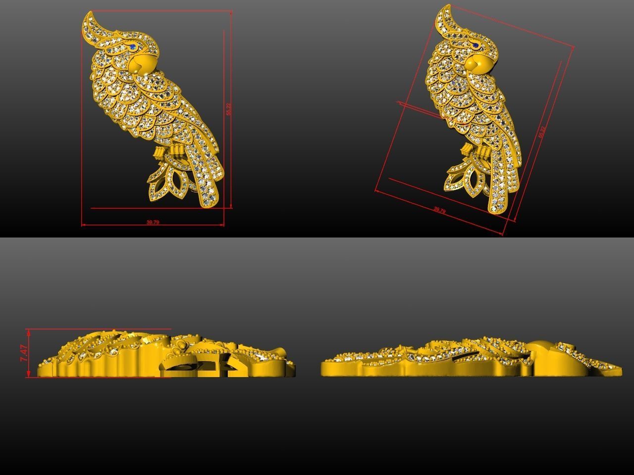parrot pendant 3D print model_1