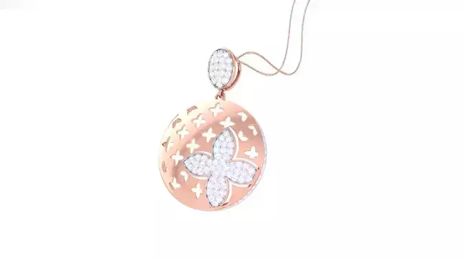 Flower Cocktail Diamond Pendant 3dm stl obj gltf glb 3mf render