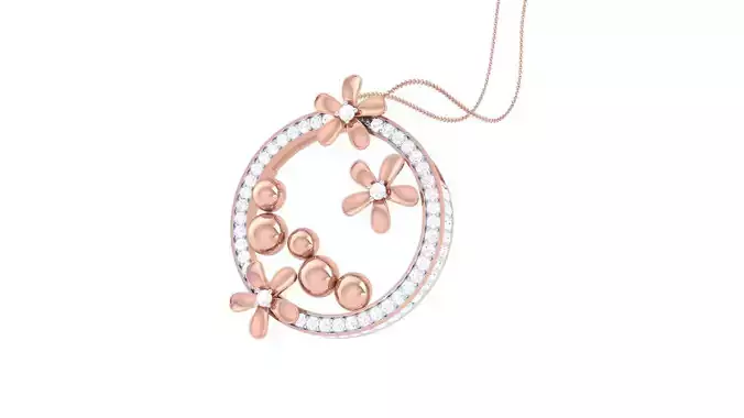 Flower Cocktail Diamond Pendant 3dm stl obj gltf glb 3mf renders