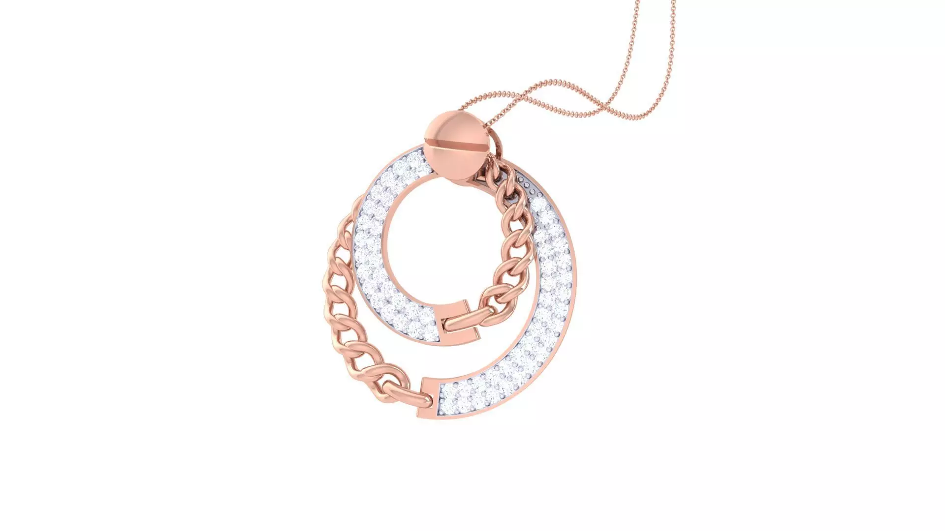 Cuban chain Cocktail Diamond Pendant 3dm stl obj gltf glb 3mf 3D print model_0