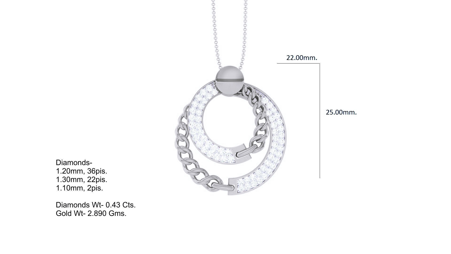 Cuban chain Cocktail Diamond Pendant 3dm stl obj gltf glb 3mf 3D print model_5
