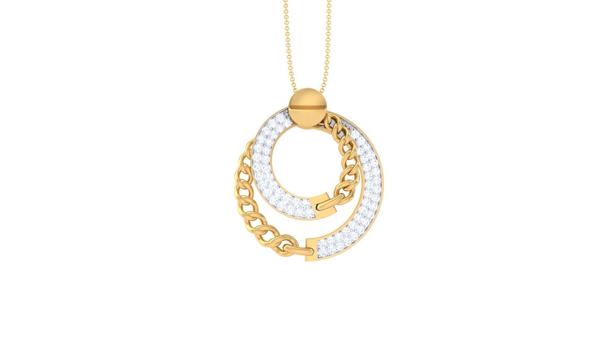 Cuban chain Cocktail Diamond Pendant 3dm stl obj gltf glb 3mf 3D print model_8