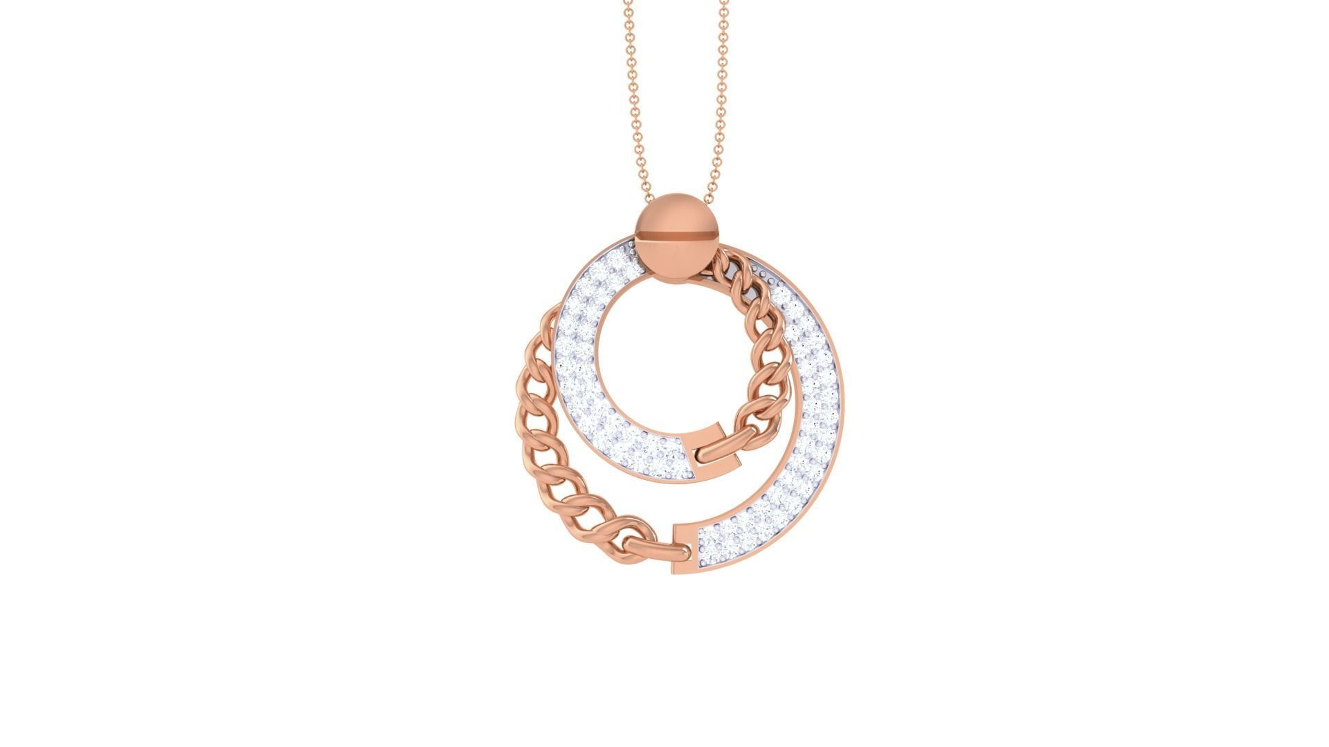 Cuban chain Cocktail Diamond Pendant 3dm stl obj gltf glb 3mf 3D print model_9