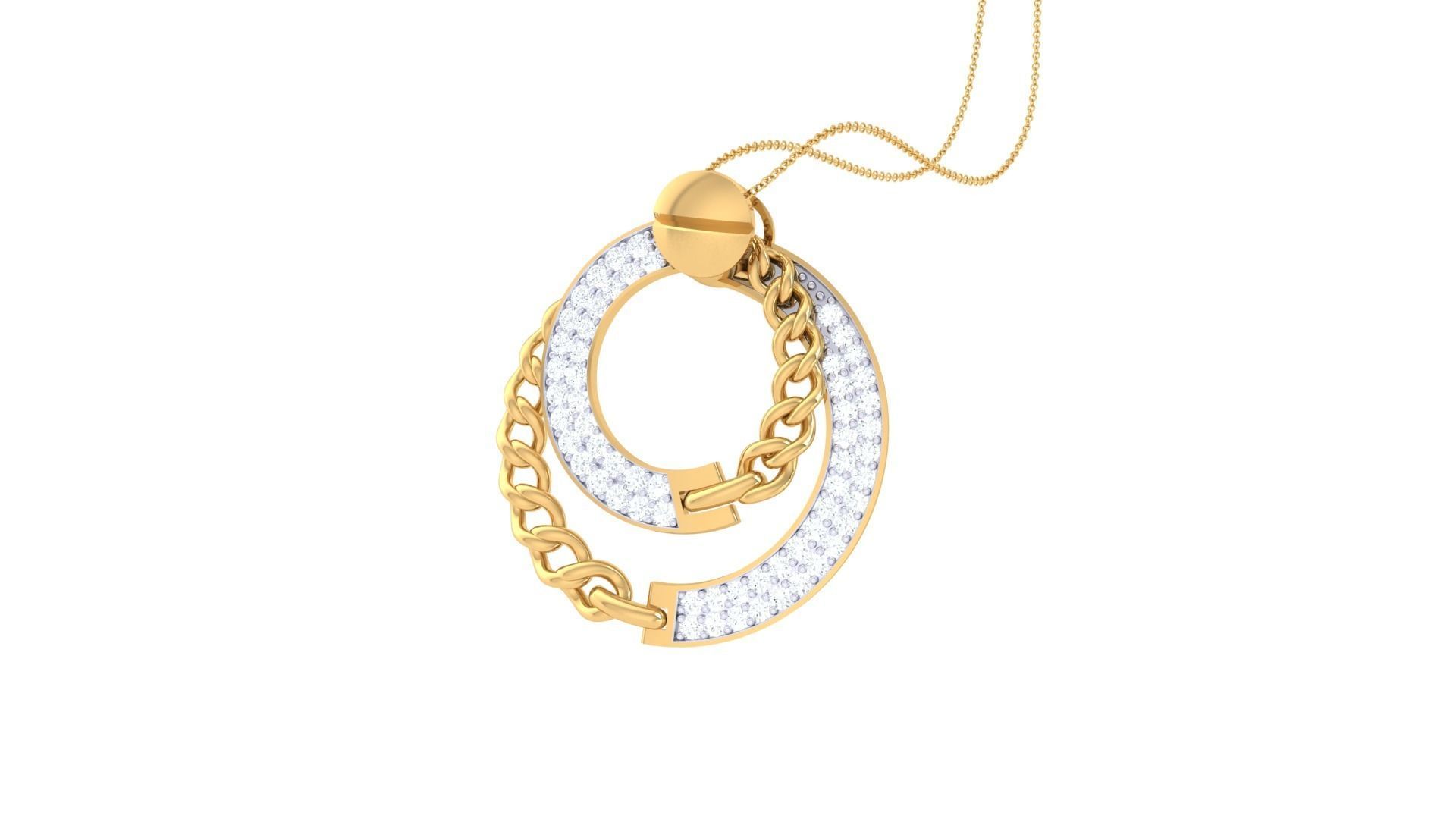 Cuban chain Cocktail Diamond Pendant 3dm stl obj gltf glb 3mf 3D print model_1