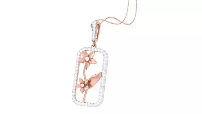 Flower Cocktail Diamond Pendant 3dm stl obj gltf glb 3mf renders